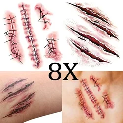 3D False Cool Scary Zombie Costume Halloween Tattoo Makeup Tool Fake Scab Blood Sticker