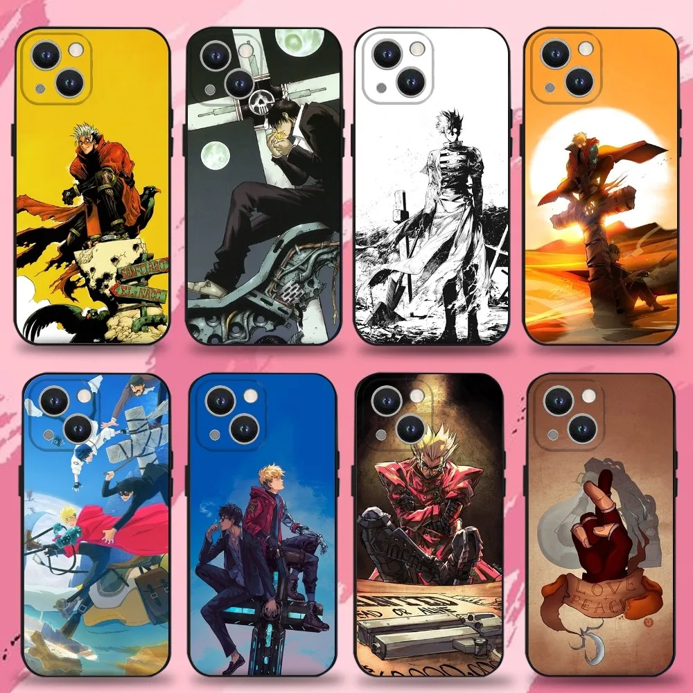 

HOT ANIME Trigun FUNDA Phone Case For iPhone 16,15,14,13,12,11 Plus,Pro Max,XS,X,XR,SE,Mini,8,7,Soft Silicone Black Cover