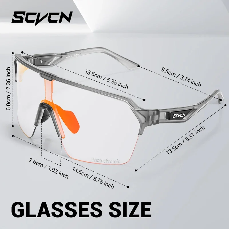 SCVCN Photochromic UV400 Protection Sports Glasses Men Women MTB Riding Windproof Goggles Driving Eyewear Cycling Sunglasses