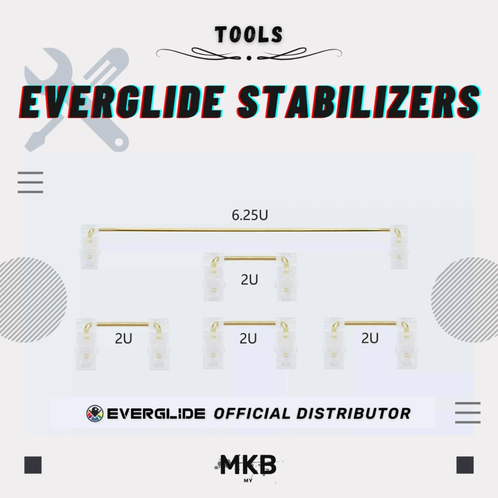 [READY STOCK] JWK / Everglide / Durock V3 Stabilizers - Screw In & Plate Mounted Stabilizers (1+4)