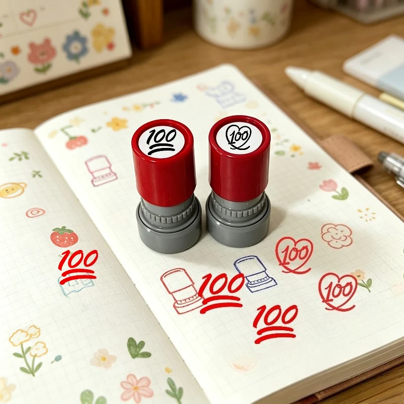 1pc Fun Score Check in Stamp, Homework Correction Encouragement Small Stamp, DIY Decoration for Handbooks