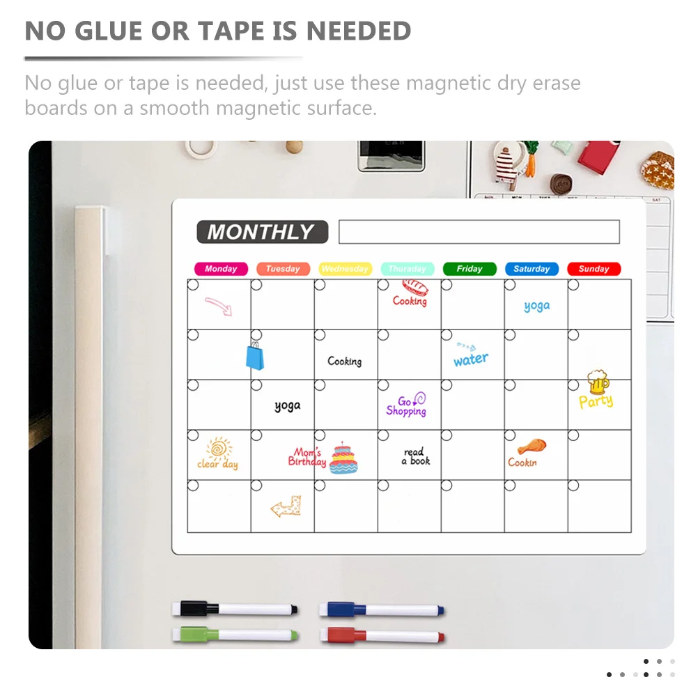 مجموعة واحدة من لوحة مخططة مغناطيسية شفافة للثلاجة، منظم للثلاجة، لوحة جدول يومية أسبوعية، قابلة لإعادة الاستخدام، محمولة #3