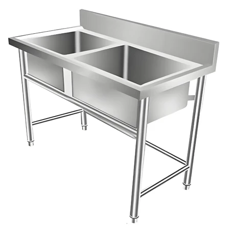Commercial 304 Stainless Steel Sink Thickened Basin Kitchen Restaurant Washing Station Single Double Triple Bowl