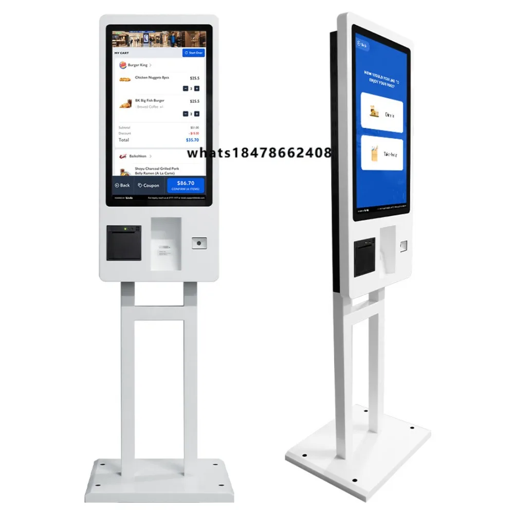 Custom KFC Mcdonalds 21.5 24 27 32 Inch Touch Screen Fast Food Self Service Ordering Kiosk Self Checkout Kiosk