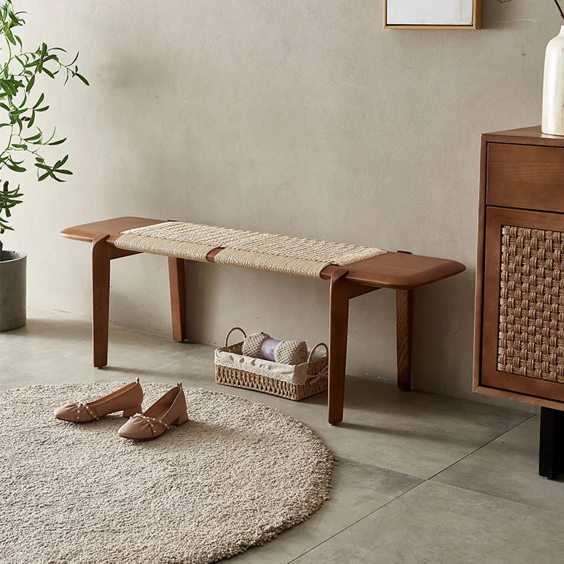 

HYS Nordic rattan bedside stool, bedroom entry to try shoe stool, foot pedal, bedside bench, clothing store stool