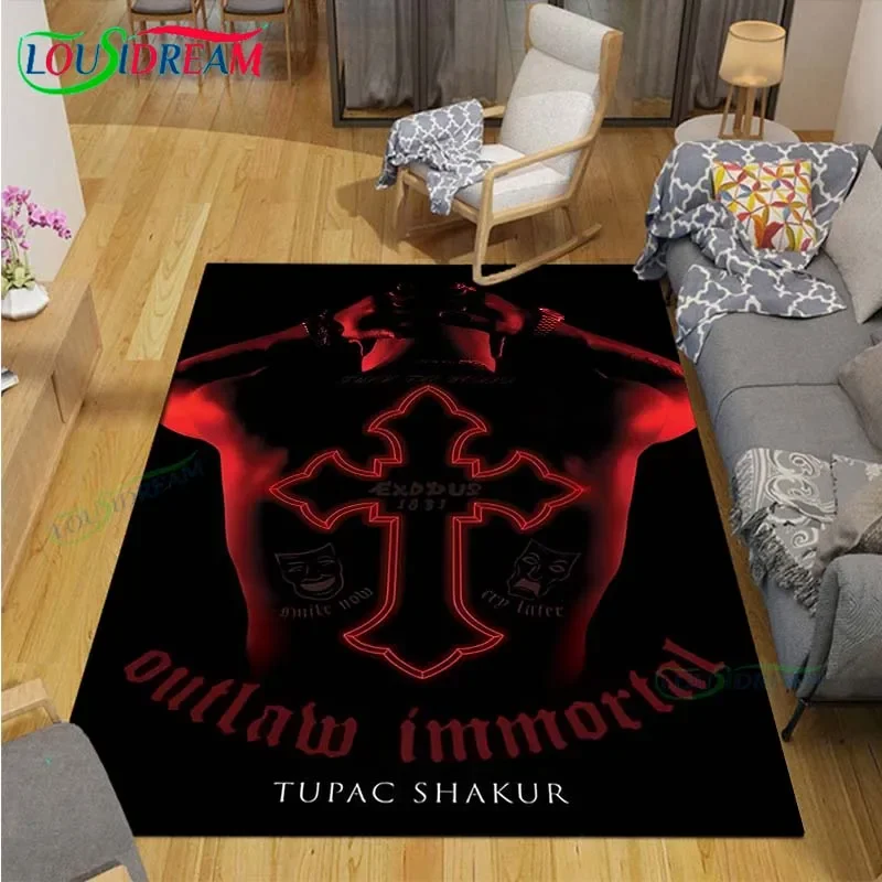 Pop Singer Tupac-Shakur 、2Pac Printed  Carpets Living Room Anti-Skid Area Rug Kids Bedroom Mats Yoga Mat Large Carpet Decor