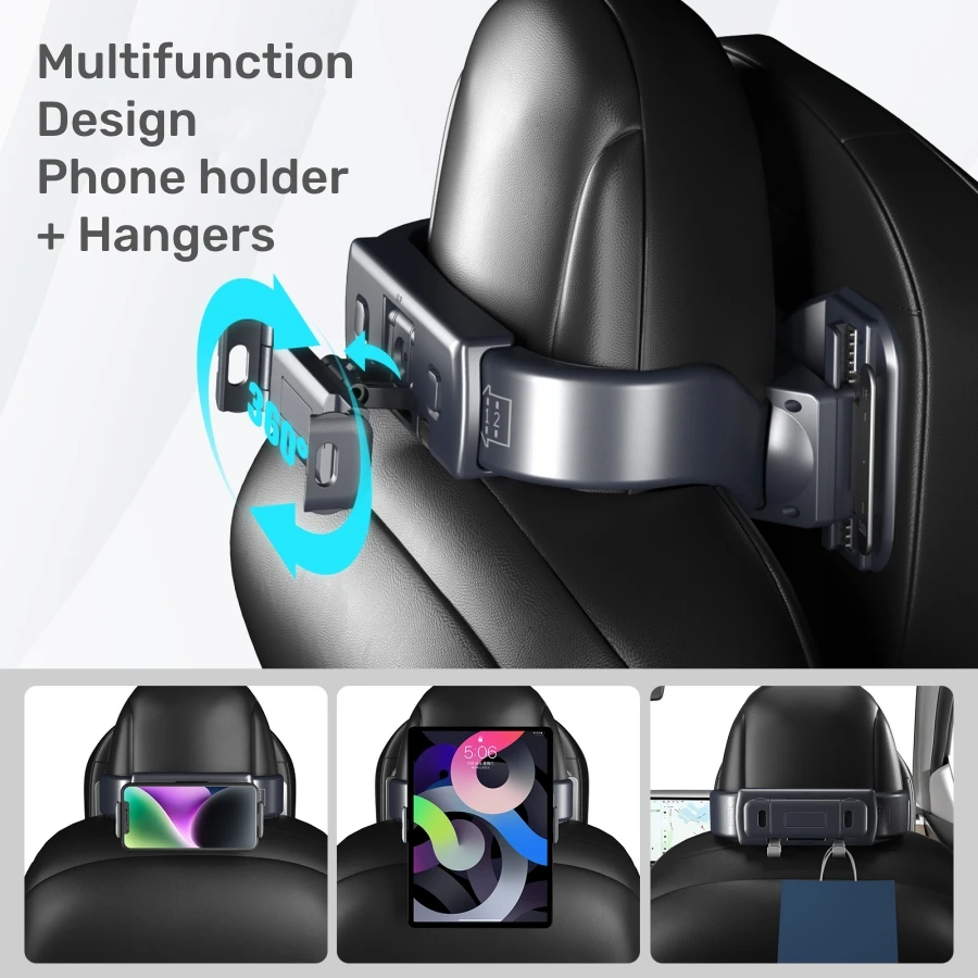 For Tesla Model Y Model 3 Multifunction Adjustable Car Neck Pillow Premium Vehicle Head Rest Support Headrest with Phone Holder