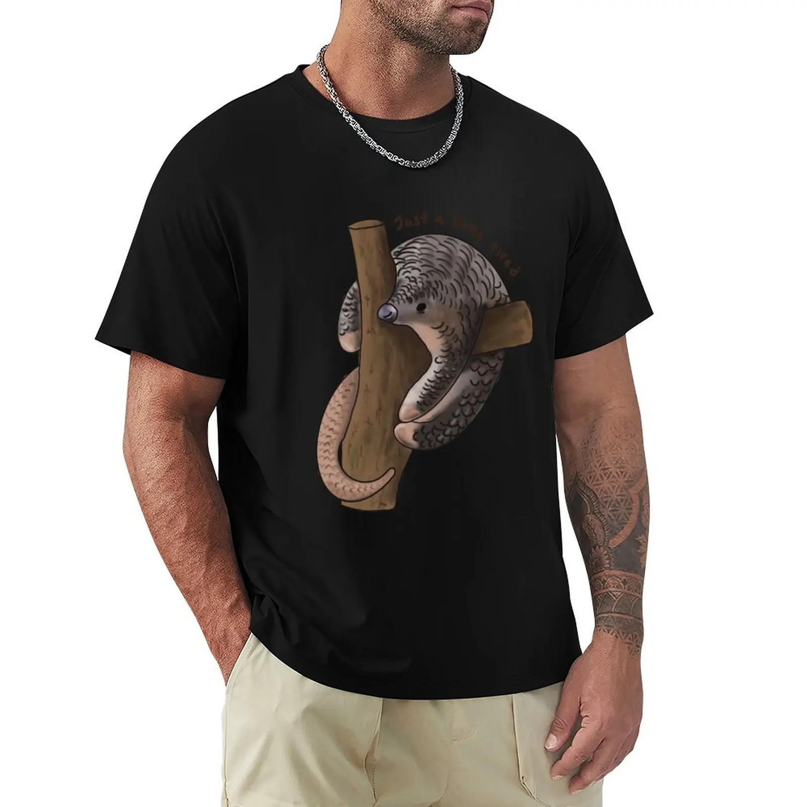 A cute but tired pangolin T-Shirt blue archive man clothes plus sizes vintage t shirts mens graphic t-shirts pack