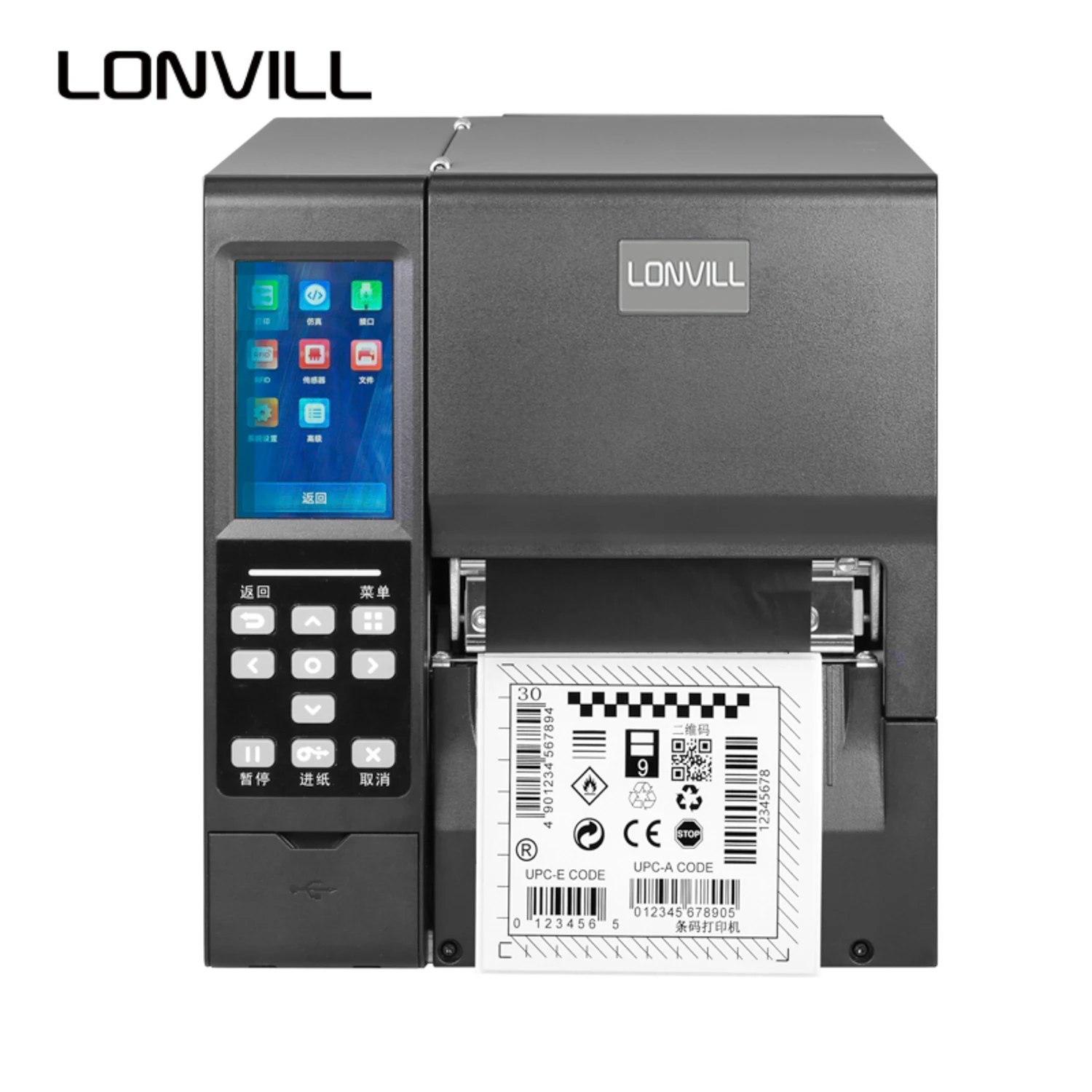 LONVILL Multi-Interface Wi-Fi Blue Tooth Thermal Printer USB LAN RS232 GPIO Parallel Industrial Thermal Label RFID Printer