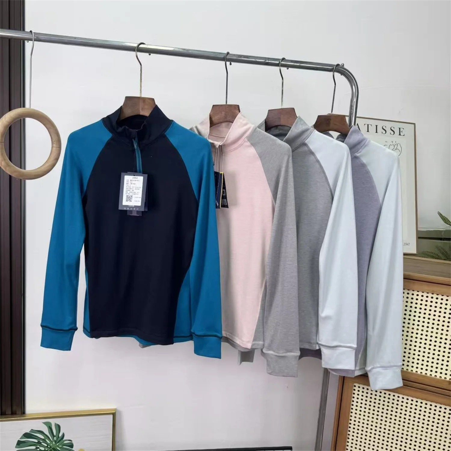 

Women's Outdoor Climbing Hiking Long Sve T-irt f Zipper Versatile Color Blo Warm Cold Resistant Loose Fit Cotton Blend