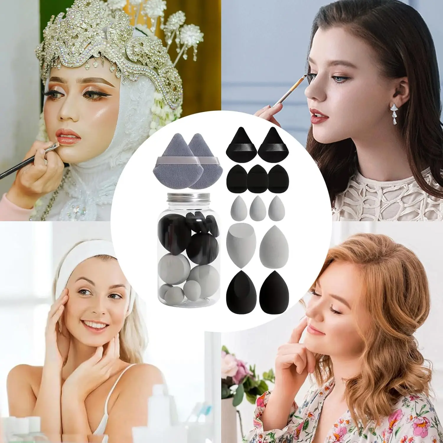 14 قطعة من إسفنجات المكياج الخالية من اللاتكس - خلاط التجميل النباتي لكريم الأساس والخافي عيوب البشرة، أداة توزيع الوسائد الهوائية الخالية من الخطوط #5