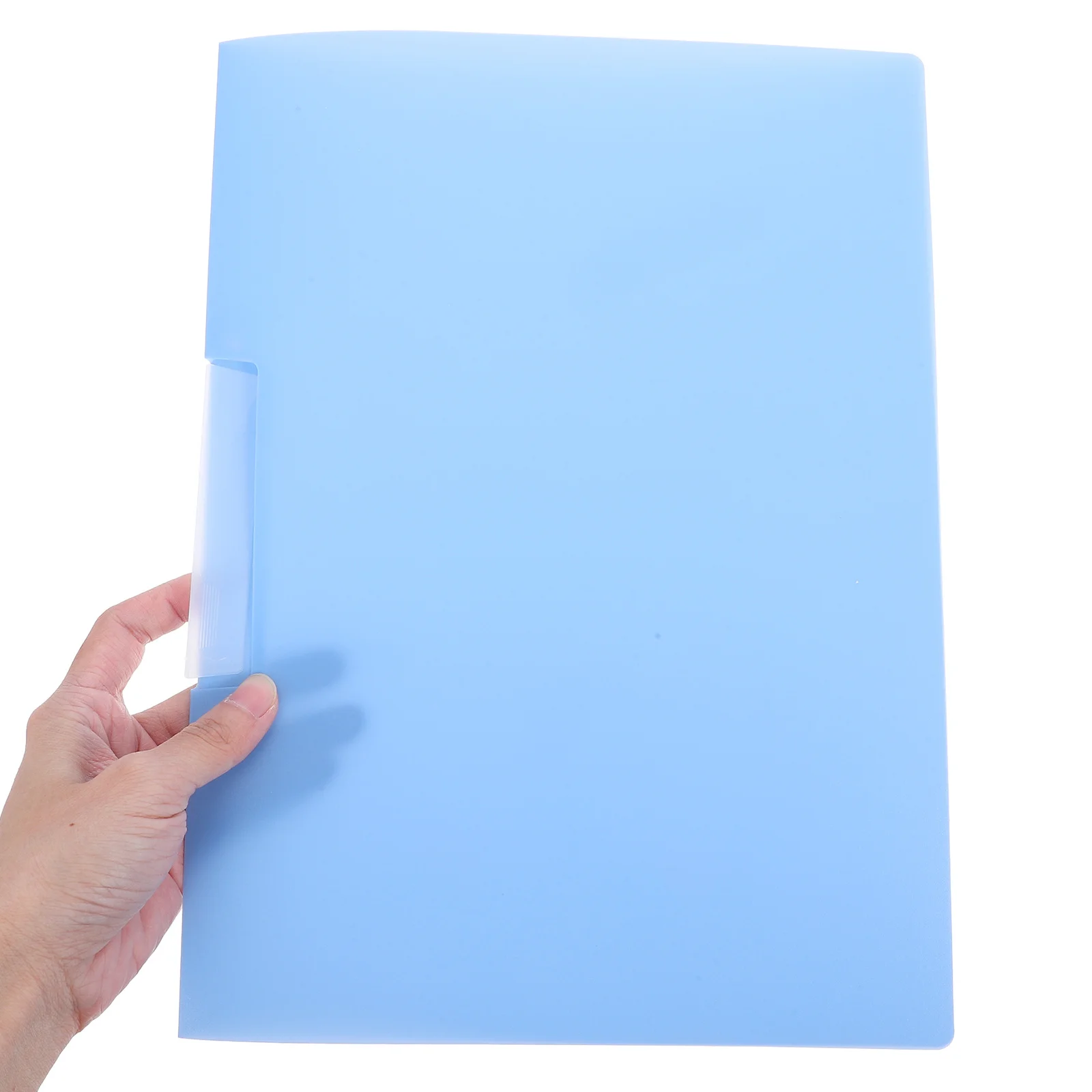 Carpeta de archivos giratoria A4, carpeta de proyectos de plástico con hebilla abierta lateral, organizador de documentos, botón a presión azul transparente, 5 uds.