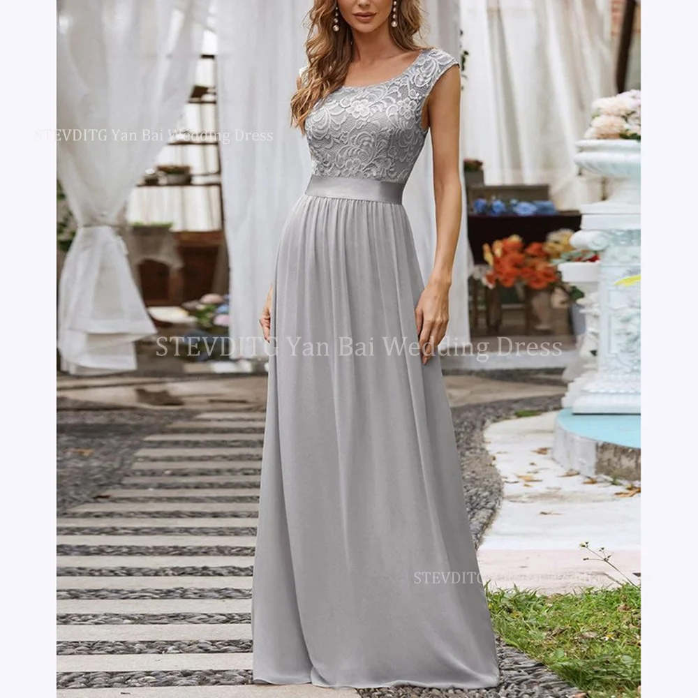 Nieuwe Stijl O-hals Kant Galajurken Voor Vrouwen Mode Mouwloze Vloerlengte A-lijn Jurk Formele Partij Speciale Gelegenheid Jurken