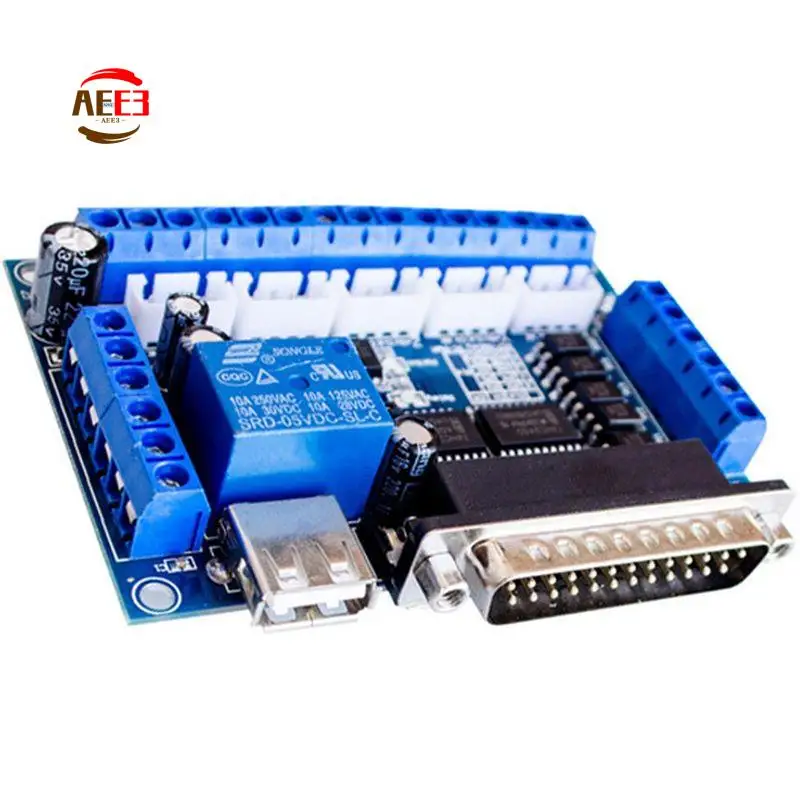 AEE3-Interface Board Engraving Machine Interface Board CNC 5 Axis With Optocoupler Adapter Stepper Motor Driver + USB Cable