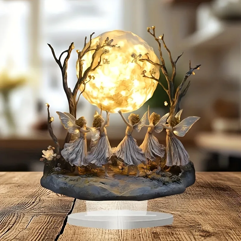 1PCS Fairy Home Decoration Statues Under Moonlight Ideal Holiday Party Gifts Living Room Decoration Desktop Decoration Sculpture 2