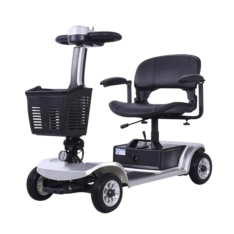 Perfect foldable travel transformer, four wheel electric foldable scooter for the elderly to travel conveniently