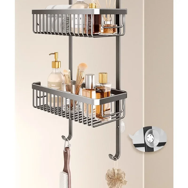 Hot Sale Nordic Non Free Bathroom Rack Hollow Out Drain Shower Room Hanging Basket Ventilated Breathable Glass Room Hanging Rack