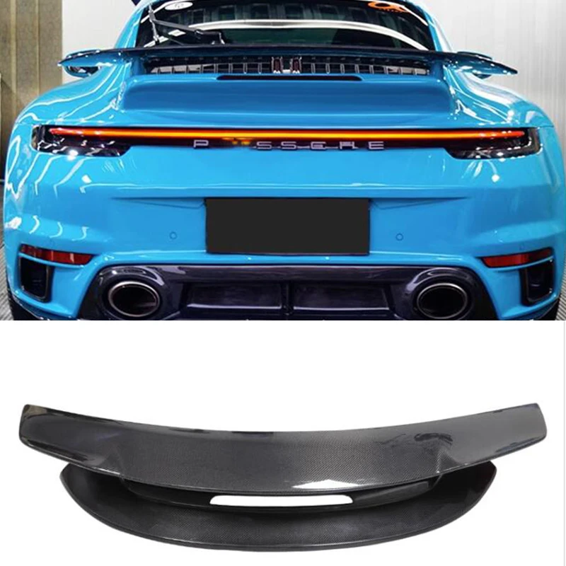 For Real Carbon Fiber Spoiler Accessories NEW Porsche 911 992 Two-Layer WING Tail Body Kit Carrera/Targa/GT3 2019-2023 Year