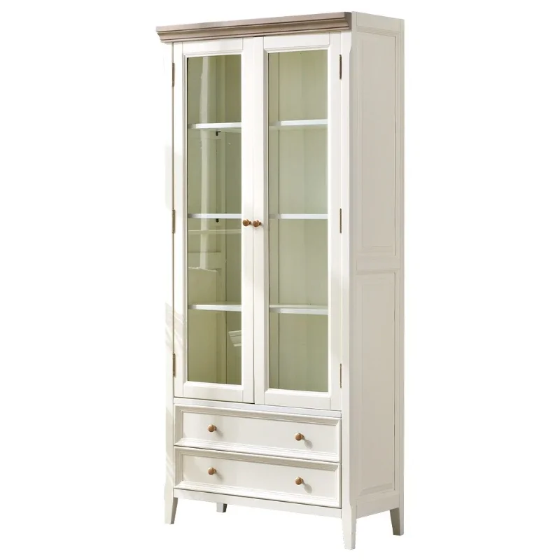

American floor-to-ceiling dustproof living room bookshelf with glass door, locker, household integrated locker