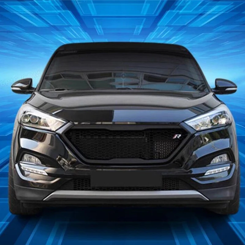 For Hyundai Tucson Real Carbon Fiber Racing Grills CAR Front Bumper Honeycomb Decorative Cover Body Kit 2015-2018 Year