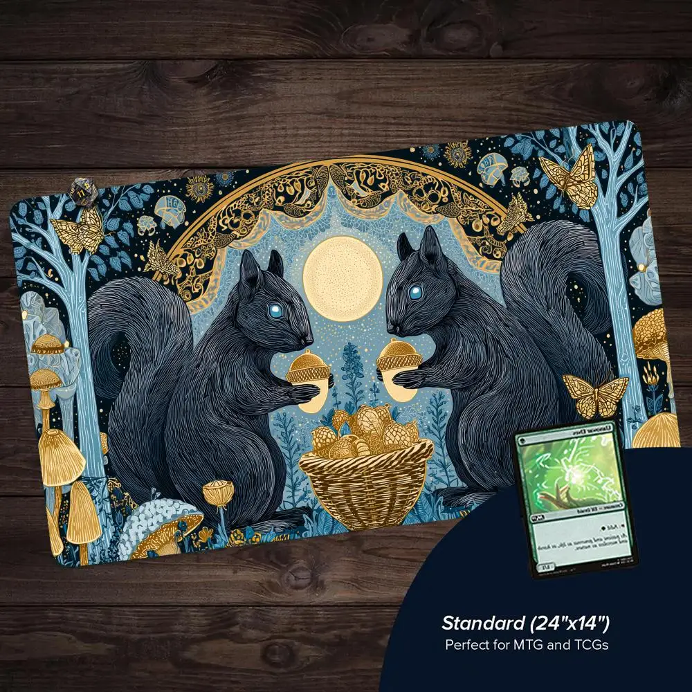 

Gorgeous Squirrel Forest MTG Playmat Magic Card Mat with Stitched Edge Non-Slip Durable Tabletop playmat Board Game Mat for TCG
