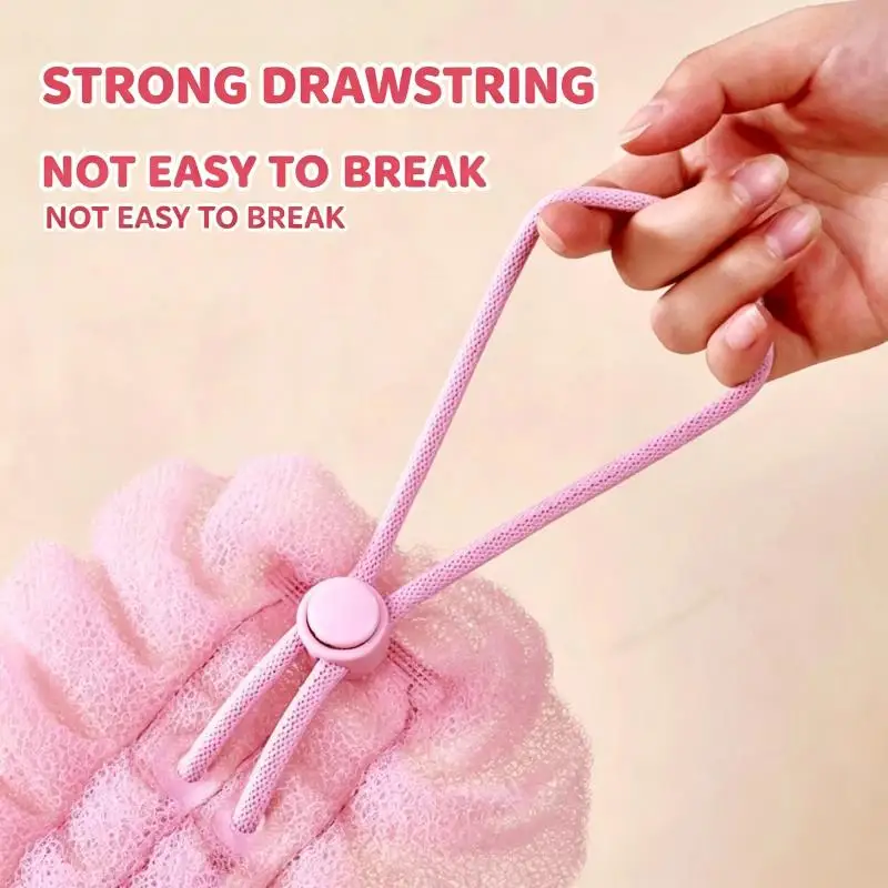 2-in-1 Extendable Back Scrubber Soft Massage Bath Sponge Exfoliating Mesh for Home Spa Shower Use