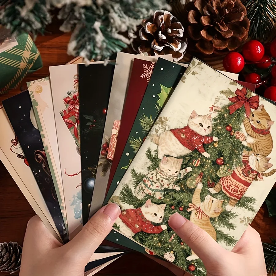 12 بطاقة + 12 ورق حروف + 2 ظرف + 20 ملصقًا مانع للتسرب مجموعة بطاقات بريدية، للحرف اليدوية، وديكور الألبوم، ومستلزمات القصاصات #4