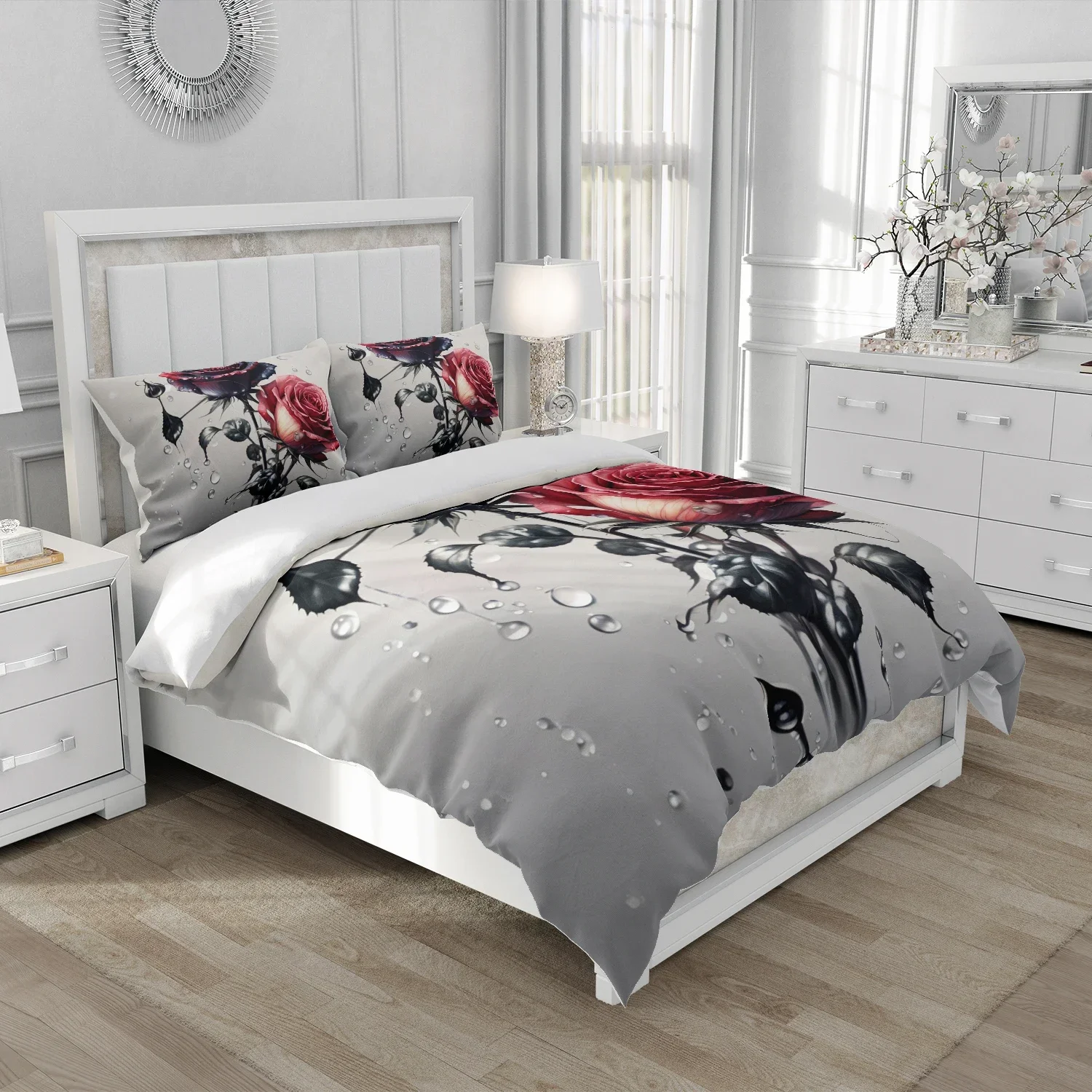 3D Floral Bedding Set Duvet/Quilt/Comforter Cover Sets Flower Bed Linen Red Rose Design Custom King Queen Full Size 260x240