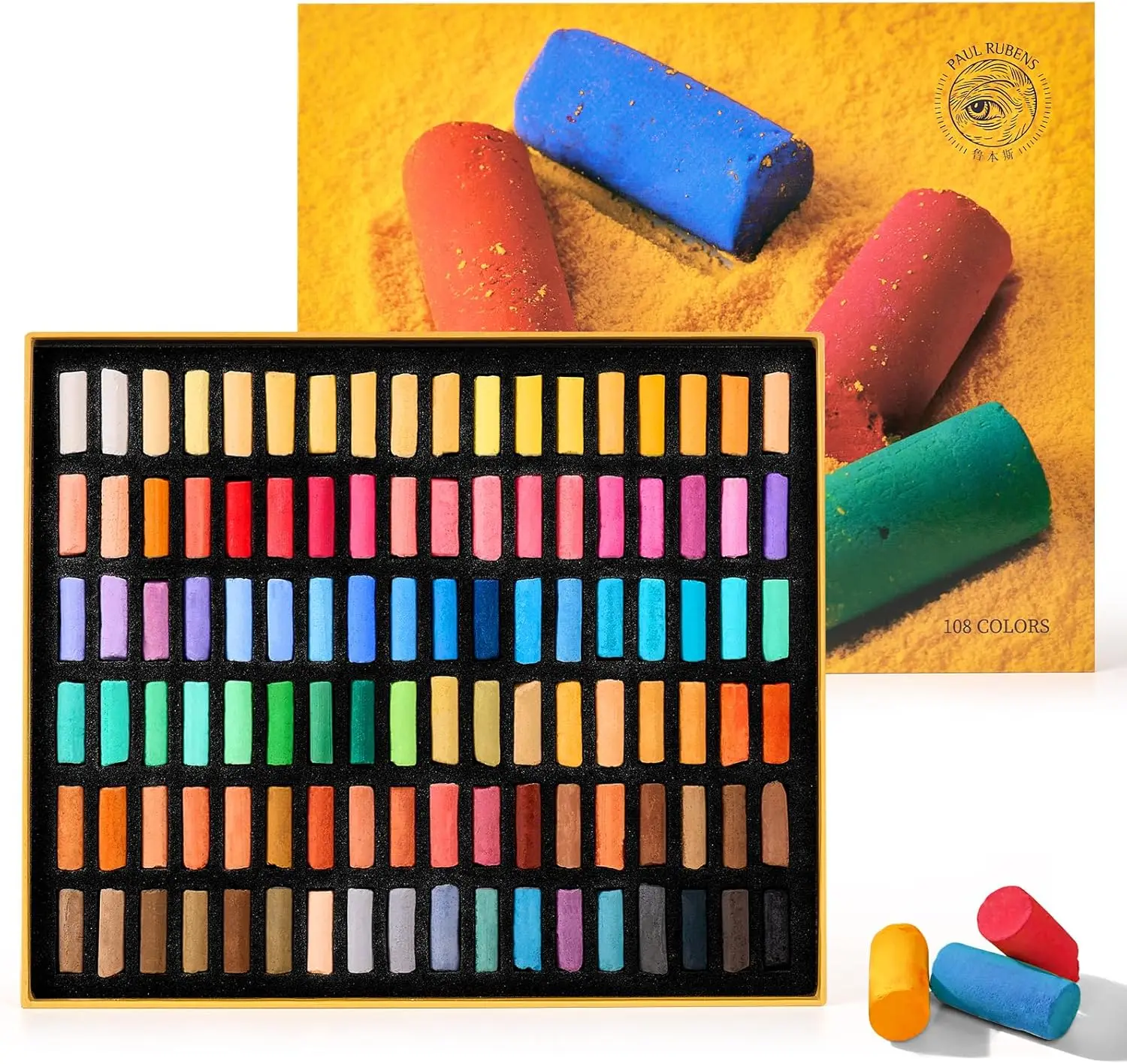 Paul Rubens Soft Pastel Set 48/72/108 Colors Rich Pigments Smooth Blend Vibrant Chalk Pastels Drawing Art Supplies