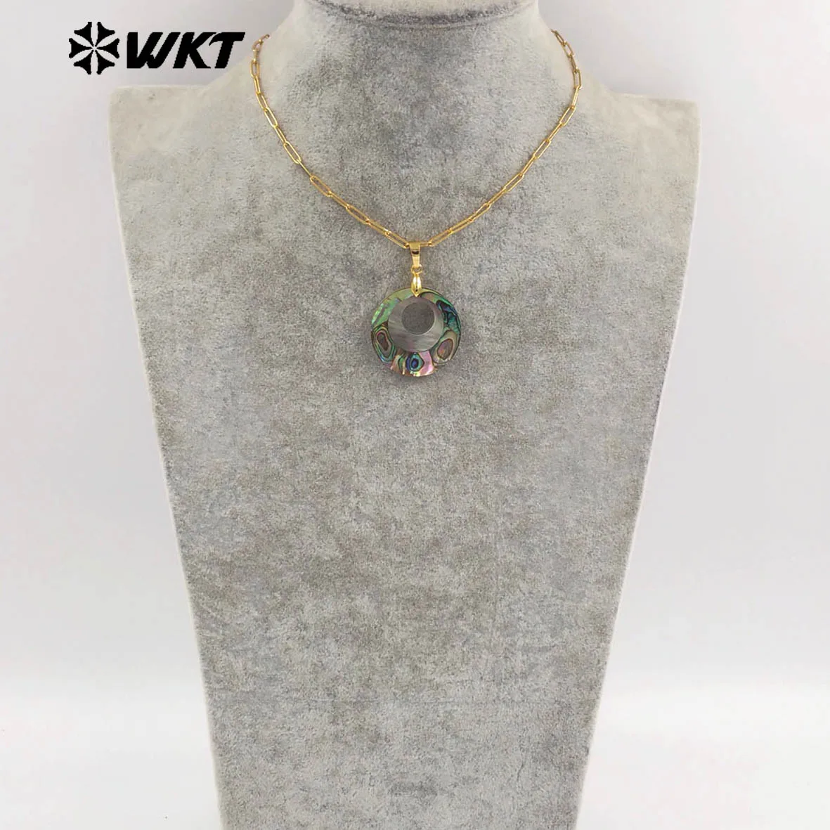 WT-JN350 Wholesale Best Selling Abalone Shell 18inch Round Shape Necklace With 18k Real Gold Plated  For Girls ACC