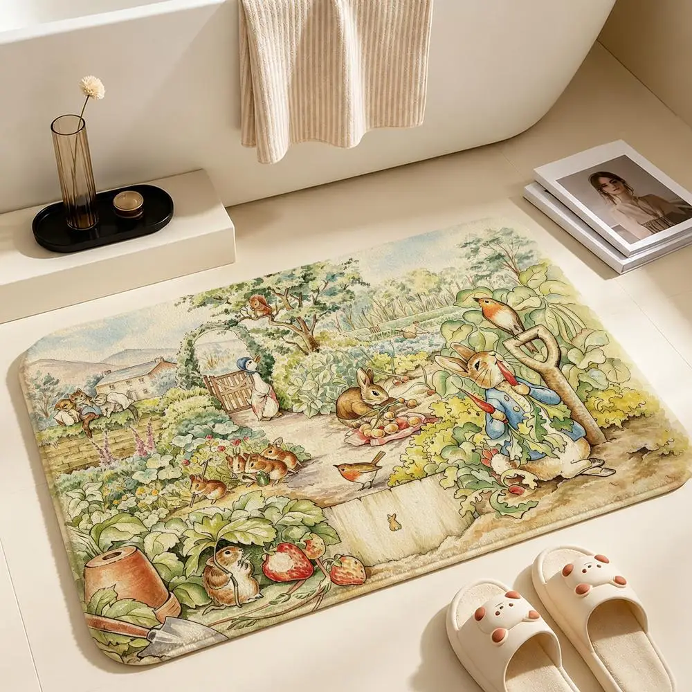IP-Peter RabbitS Floor Mat Soft Non-Slip Bath Mat, Bedside Carpet, Absorbent Doormat for Home