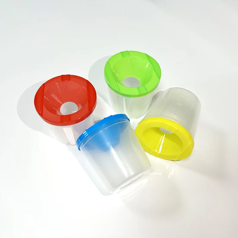 4 Pcs Paint Brush Washer Drawing Board Paint Cup Multi-function Anti-pouring Out Washing Brush Bucket Plastic Color Mixing Cup