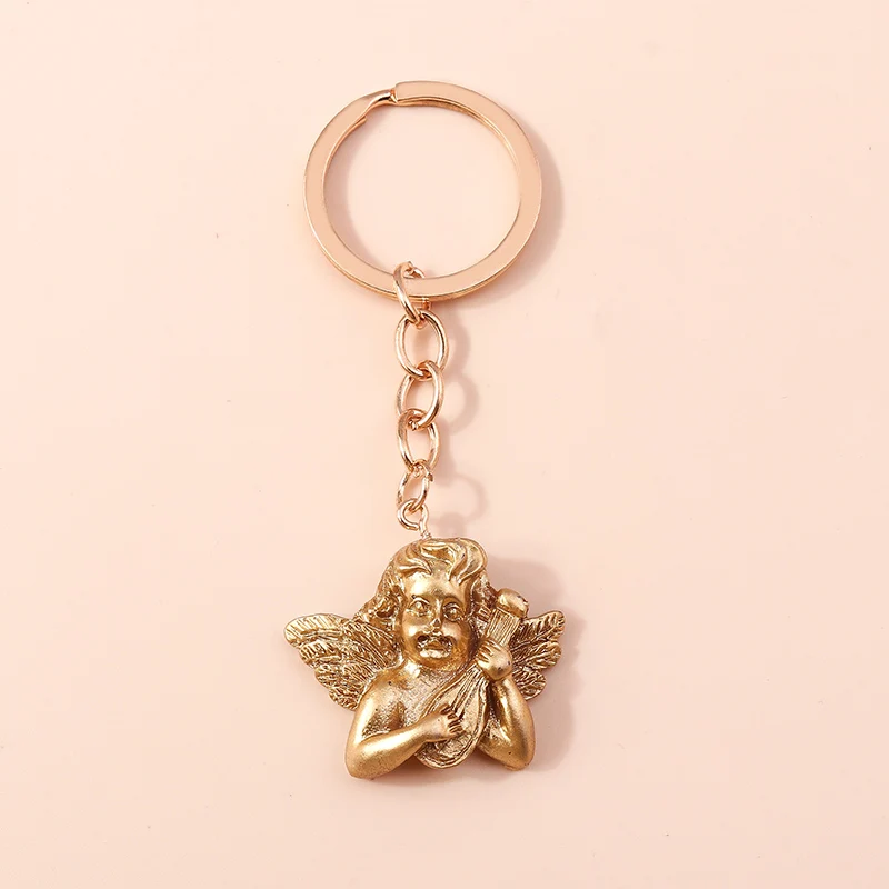 Cute Resin Angel Keychain Mini Musical Instrument Key Ring Pendants for Car Keyholder Handbag Decor Jewelry Gifts for Girls