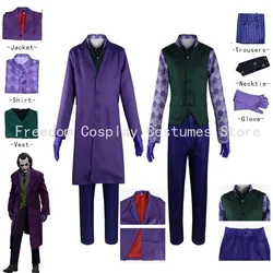 Clown Heath Ledger Cosplay Costume Purple Jacket Full Set Dark Knight Joker Clothing Halloween Party Uniform for Adult Men