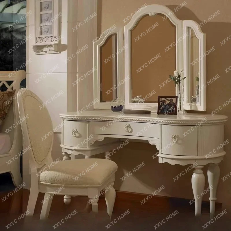 SS  dresser simple can close mirror retro style dressing table mirror combination