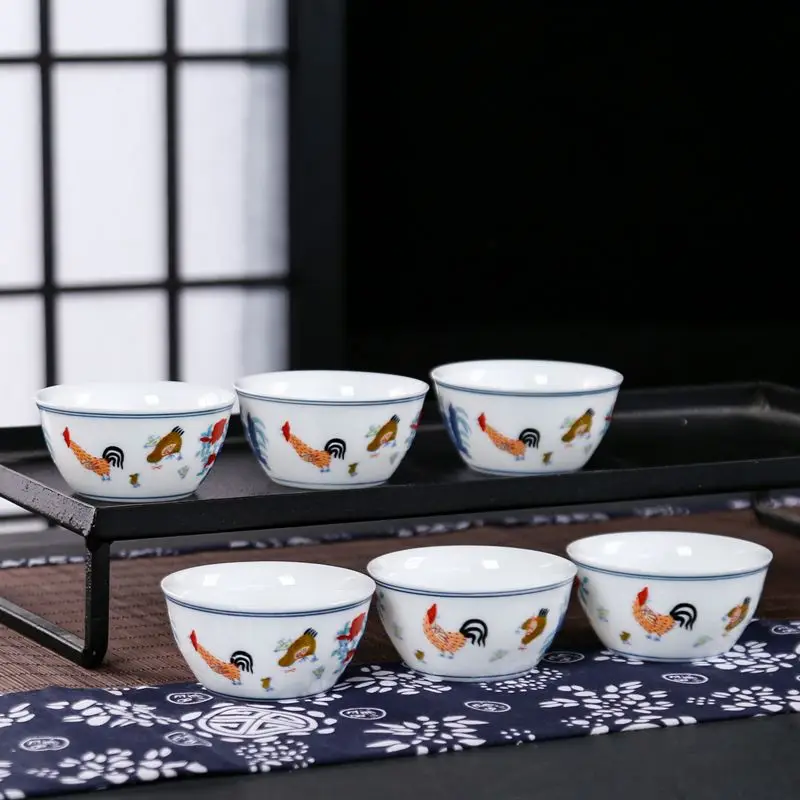 Jingdezhen-teacup, Chinese Tea Cup, Kung Fu teaware, Home Ceramic Drinkware, Cute Puer Bowls Set