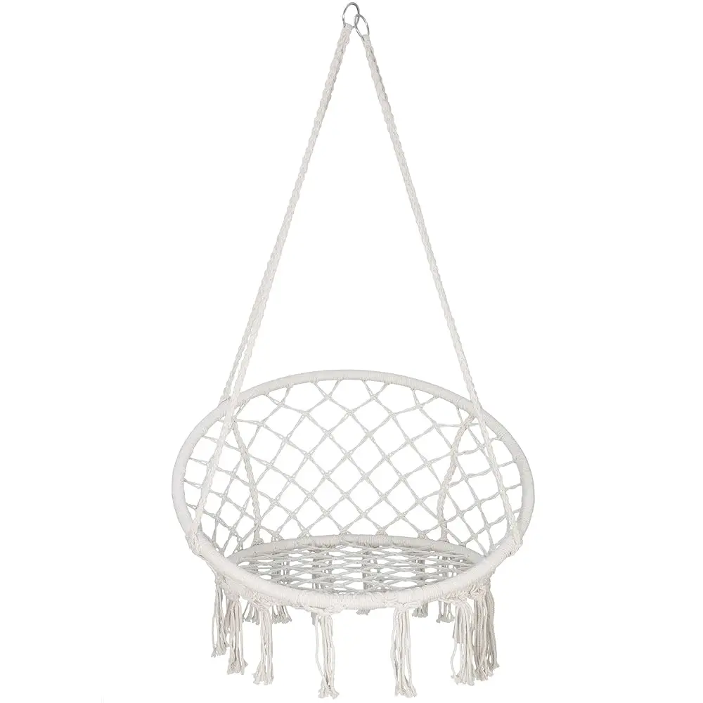 

Hammo Chair Rame Swing, Bohemian Style Round Hanging Chair, Handmade Knitted Cotton Rope Hammo Swing Chair For Indoor/Outdoor