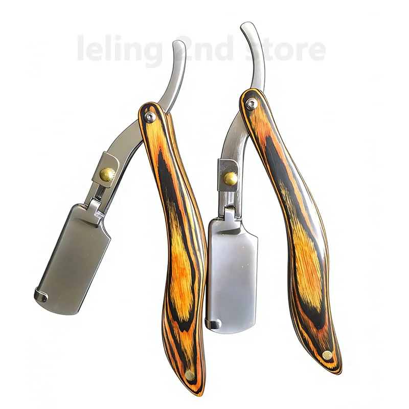 Senior Wood Handle New Professional Hairdresser Shaver Men's Barber Razor Haircut Tools Metal Stainless Steel