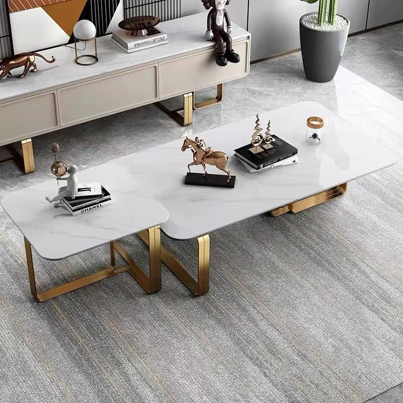 

Итальянский светлый роскошный мраморный стол с квадратным краем, современный простой журнальный столик, комбинированная мебель
