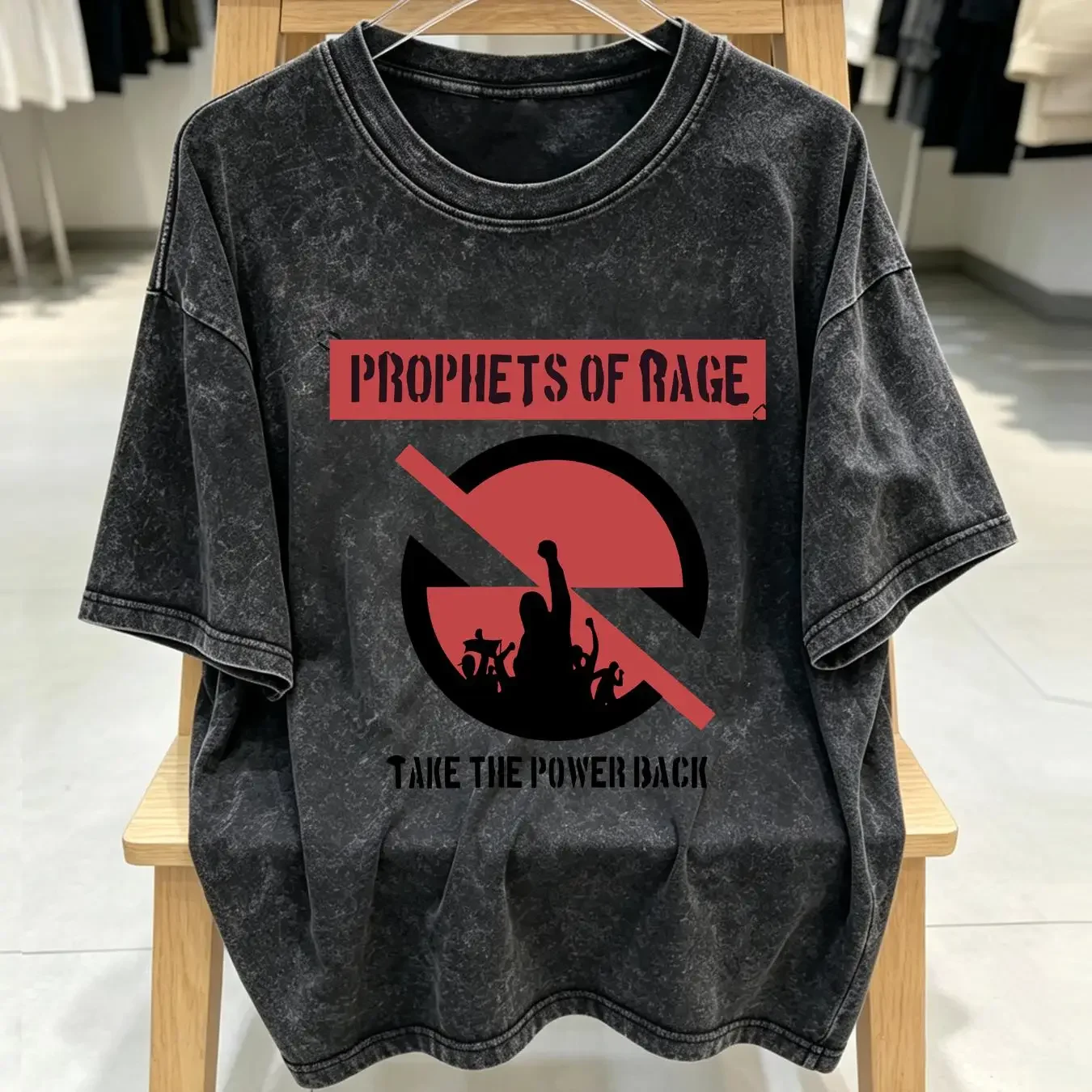 washed T Shirt Prophets Of Rage Band Take The Power Back Mens Olive Medium Rock Rap long or short sleeves vintage Washed homme