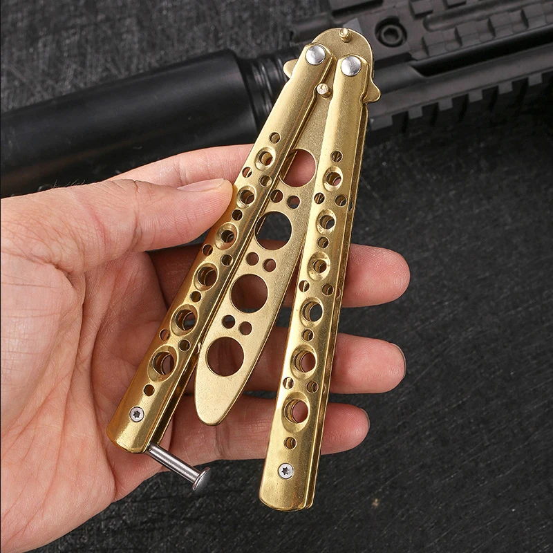 Hot Portable Folding Butterfly Knife CSGO Balisong Trainer Stainless Steel Pocket Practice Knife Training Tool for Outdoor Games