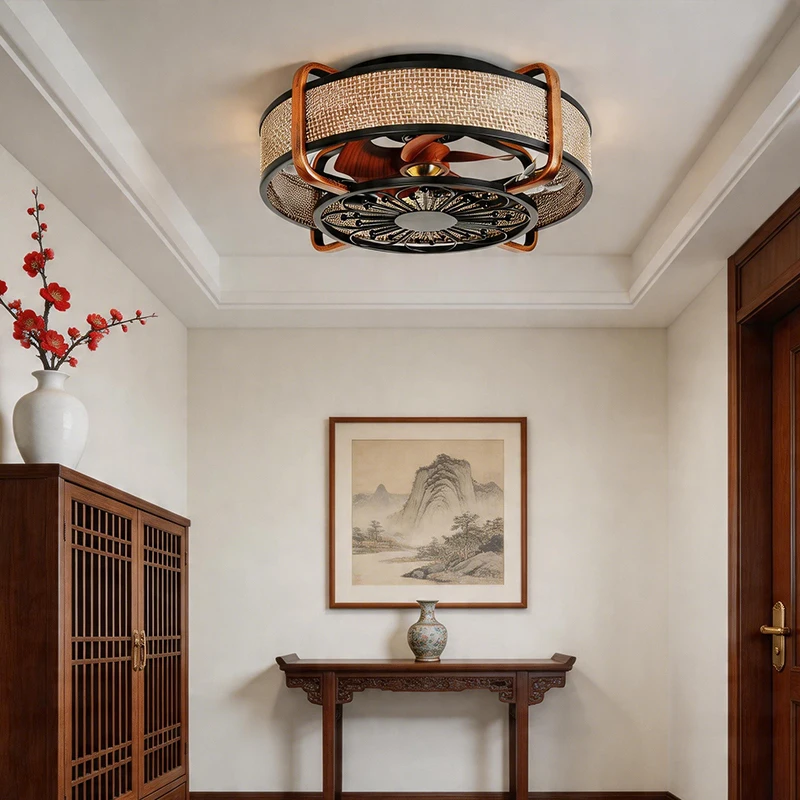 Retro Iron Ceiling Fan Light With Remote DC Motor 6 Speeds Reversible Ceiling Fan Lamp Living Room Home Decoration Chandelier