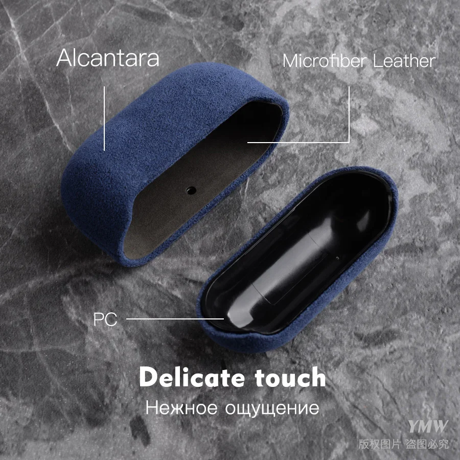 YMW ALCANTARA-Étui AirPods Pro 2 en cuir Élde luxe, housse en fourrure pour casque Bluetooth sans fil