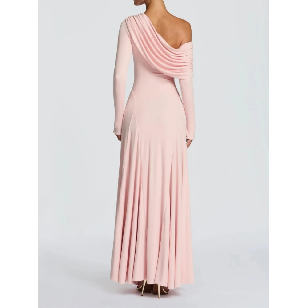 Customized Elegant One Shoulder Pleated Long Sleeved Mermaid Evening Gown with Flowing Pleated Bra 2026 Suitable for Weddings