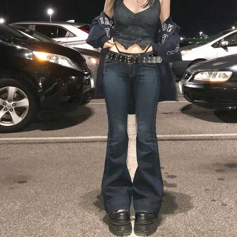 Damskie proste spodnie jeansowe w jednolitym kolorze Faionable Casual Denim Trousers dla pań