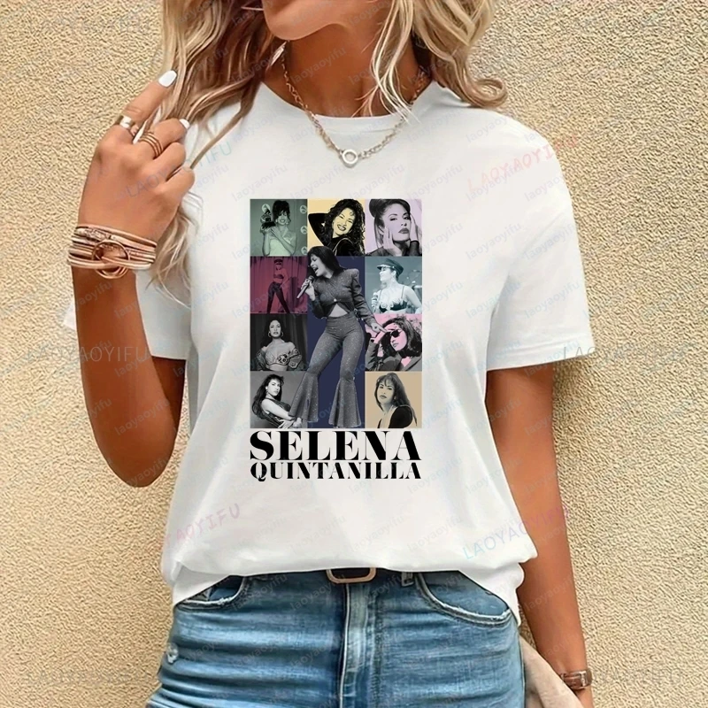 Singer SELENA Quintanilla Fashion Poster Printed Women's Shirt, Everyday Casual Street Wear, Spring/summer Cotton 0 Neck T-shirt