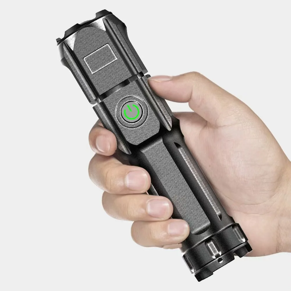 

Светодиодный фонарик для кемпинга, мощный перезаряжаемый USB-прожектор, зум-фонарь, встроенный аккумулятор для рыбалки, уличный водонепроницаемый