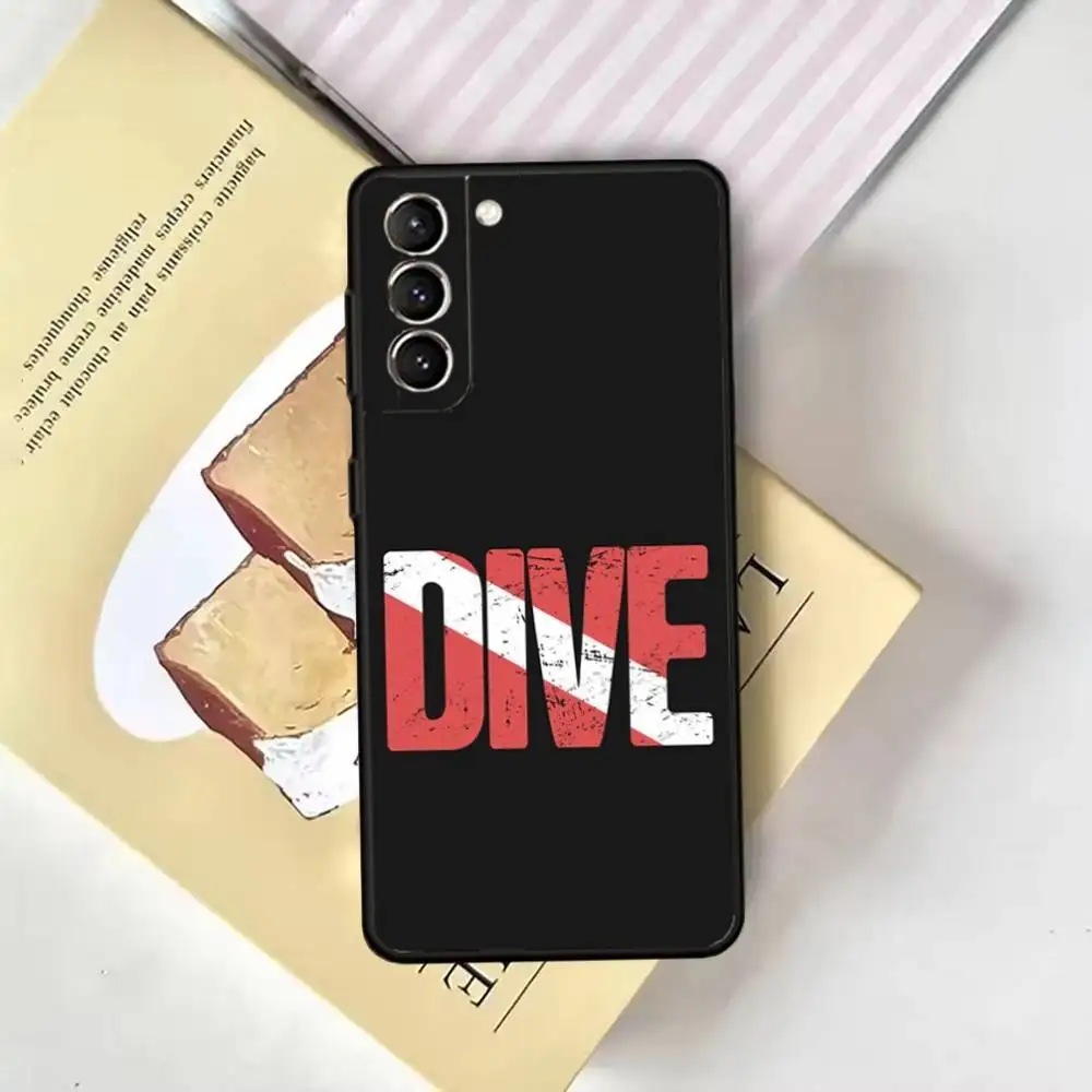 Funda de teléfono con bandera de buceo para Samsung GalaxyA13,21s,22,31,32,52,53,71,72,73, funda negra suave