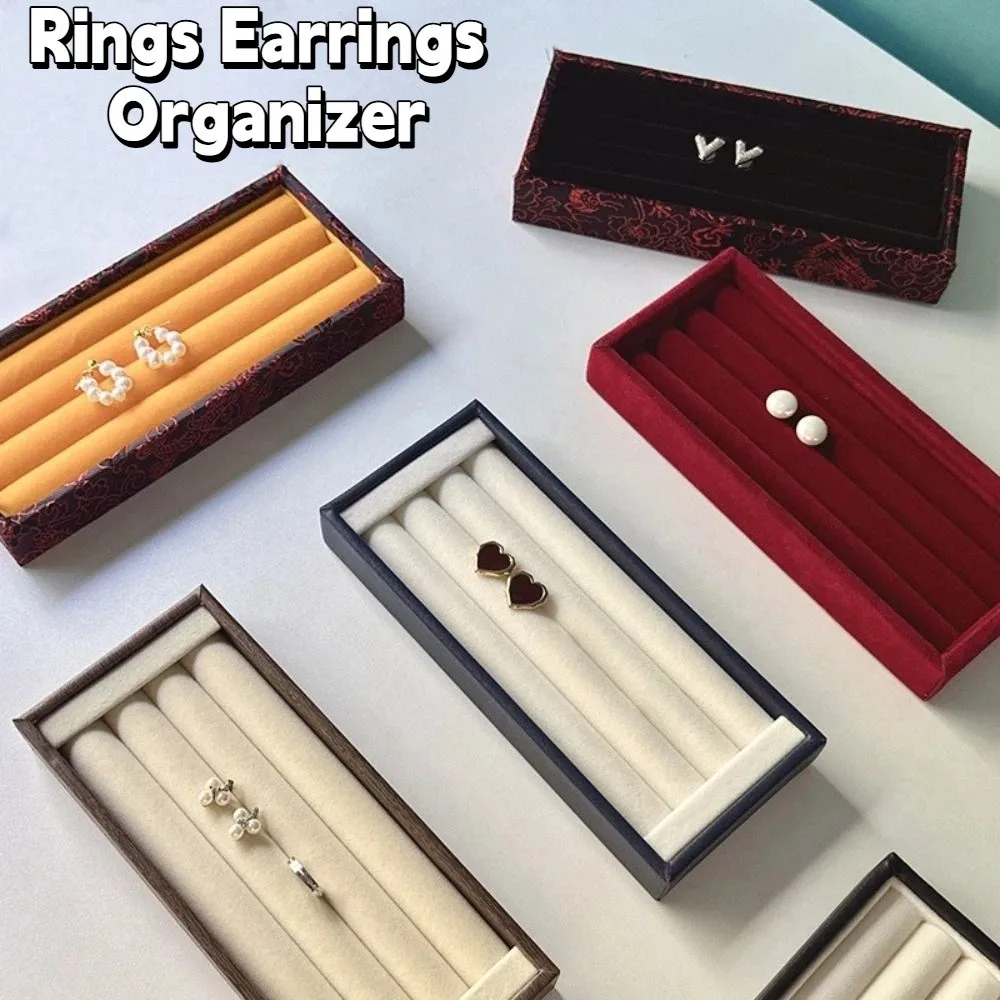 

Органайзер для колец и серег из ПУ-вельвета, мини-поднос из фланели, многофункциональный лоток для хранения украшений большой вместимости