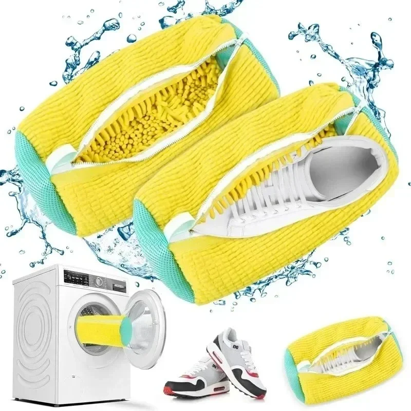 Machine Washable Shoe Washing & Drying Bag with Soft Fiber Durable Polyester Laundry Protector for Shoes Adjustable Strap